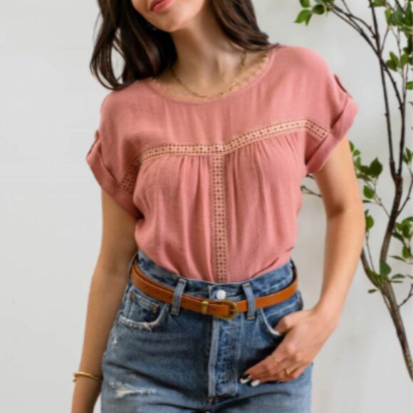 Paradise Dusty Apricot Lace Top - Picture 6 of 7